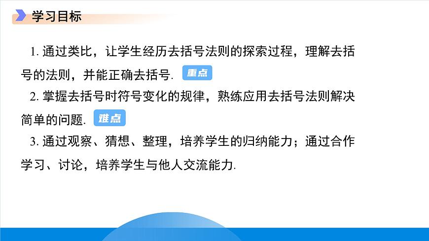 七年級上冊數(shù)學(xué)冀教版（2024）4.3去括號 課件第2頁