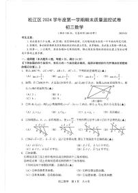 上海市松江区2024—2025学年上学期期末质量监控九年级数学试卷