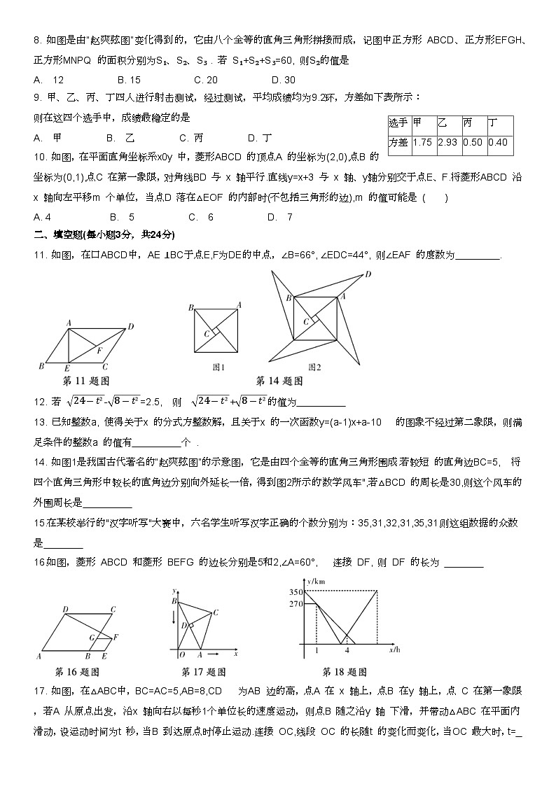 人教数学八年级下册期末综合测试卷(三)第2页