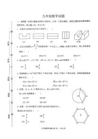 山东省淄博市周村区2024—2025学年九年级上学期数学期末试题