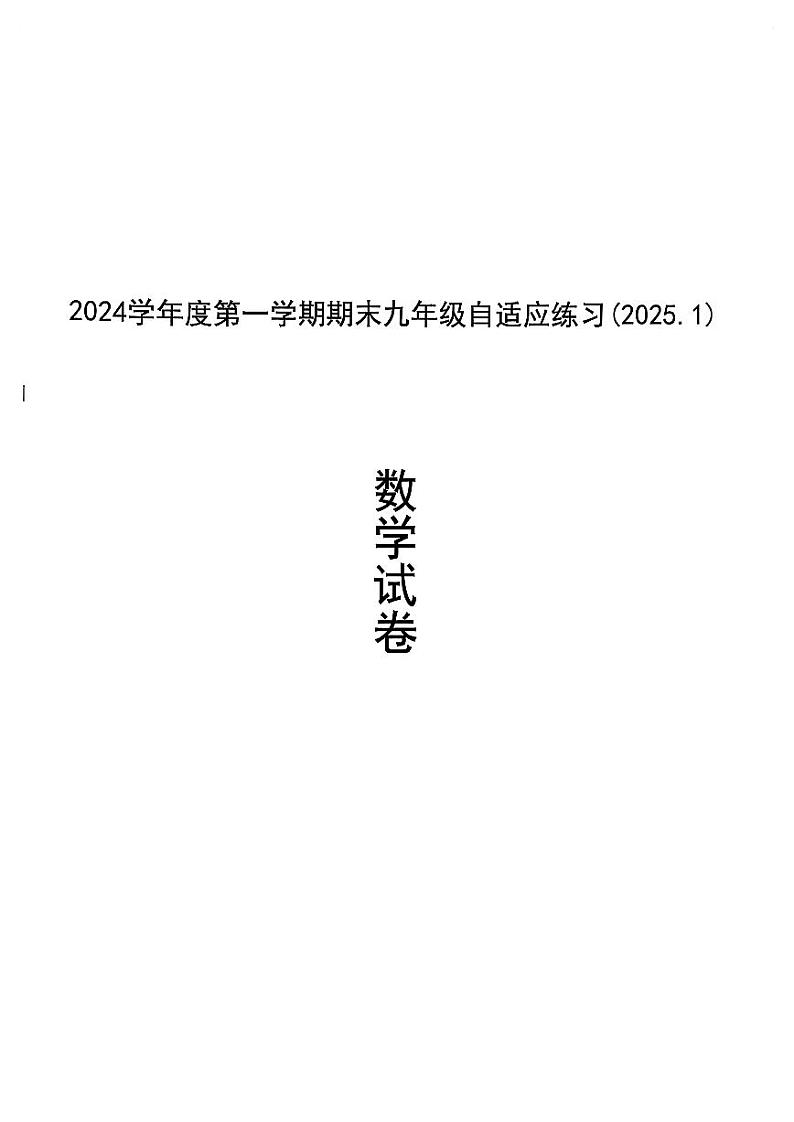2025年上海市普陀区初三 中考一模 数学试卷(原卷版)第1页