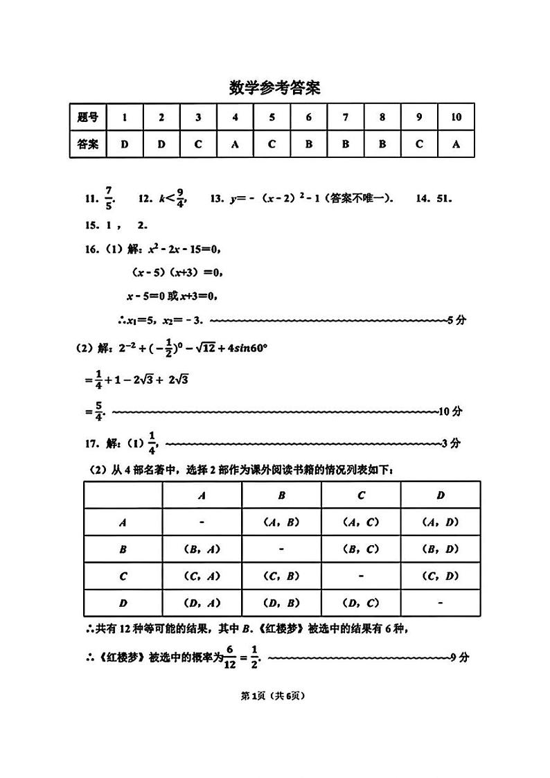 数学参考答案第1页