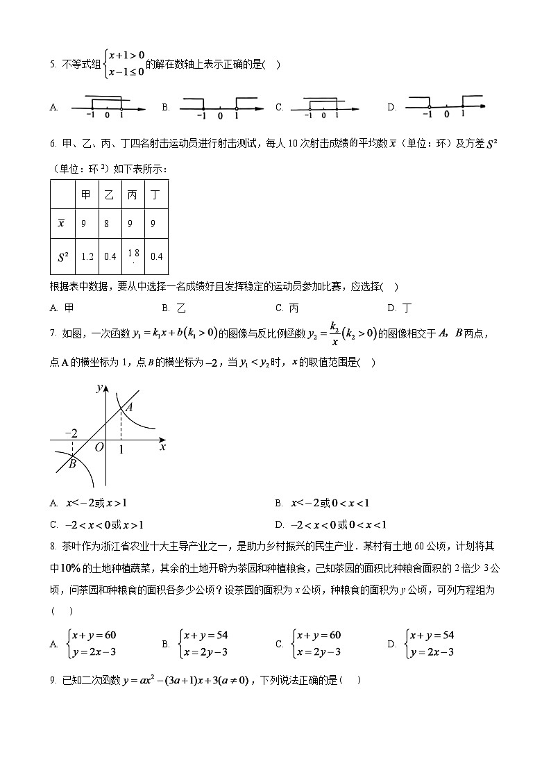 2024年浙江省宁波市中考数学模拟试题(原卷版)第2页