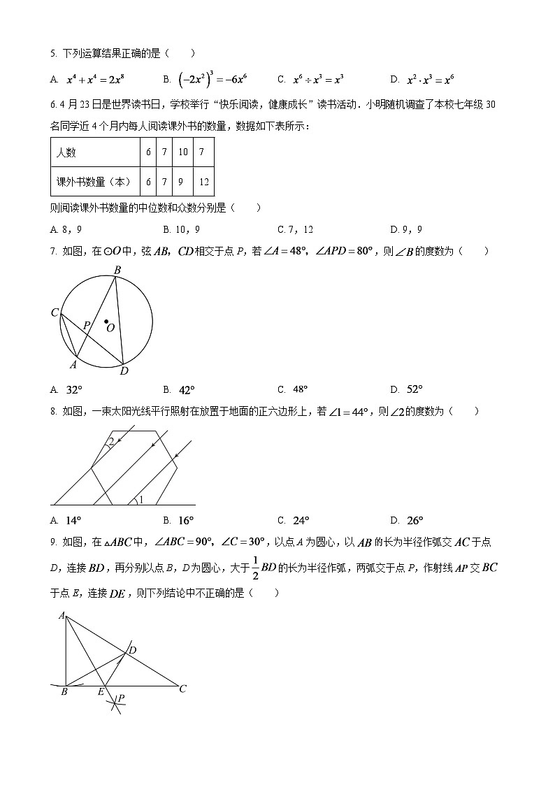 2024年山东省枣庄市中考数学模拟试题(原卷版)第2页