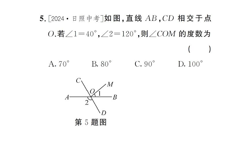 7.1.1 兩條直線相交(習(xí)題課件)2024-2025學(xué)年人教版七年級(jí)數(shù)學(xué)下冊(cè)第6頁