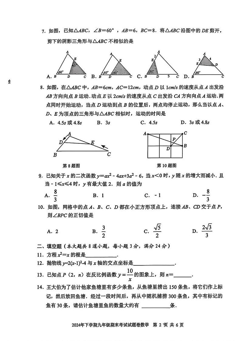 湖南省娄底市冷水江市2024-2025学年九年级上学期期末数学试题第2页