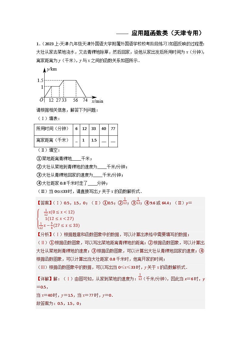 (天津?qū)Ｓ?中考數(shù)學(xué)二輪復(fù)習(xí)考點(diǎn)分類訓(xùn)練專題09 應(yīng)用題函數(shù)類 (解析版）第1頁(yè)
