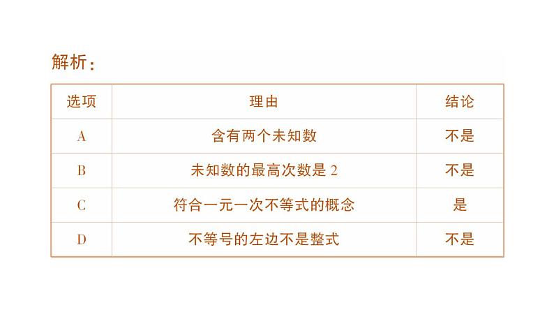 初中数学新人教版七年级下册11.2第1课时 一元一次不等式的概念与解法作业课件2025春第3页