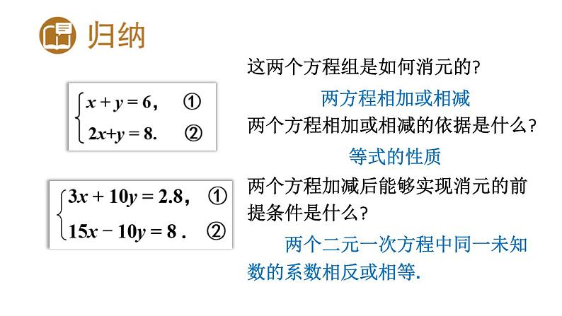 初中数学新人教版七年级下册10.2.2第1课时 用加减消元法解简单的二元一次方程组教学课件2025春第6页