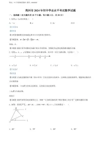 2024年湖北省荆州市中考数学模拟试卷（解析版）