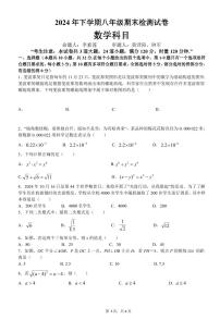 雅礼教育集团2024-2025八年级上学期期末考试数学试卷