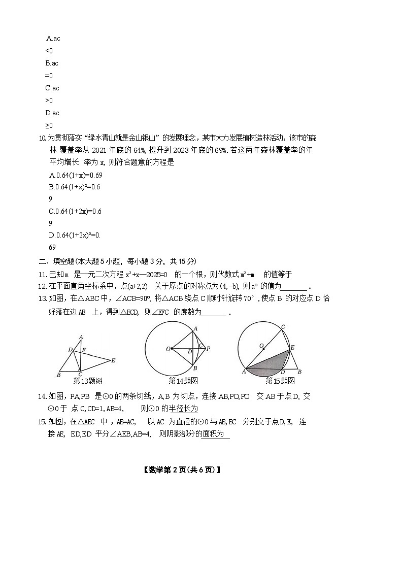 广东省云浮市新兴县2024—2025学年九年级上学期期末数学检测试卷第3页