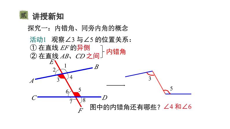 2.2 第2课时 利用内错角、同旁内角判定两直线平行 课件 北师大版(2024)数学七年级下册第3页