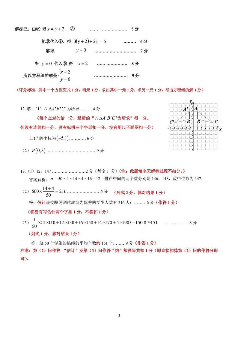 (最终稿)2024﹣2025学年度学生发展质量监测参考答案与评分标准(八年级数学)第2页