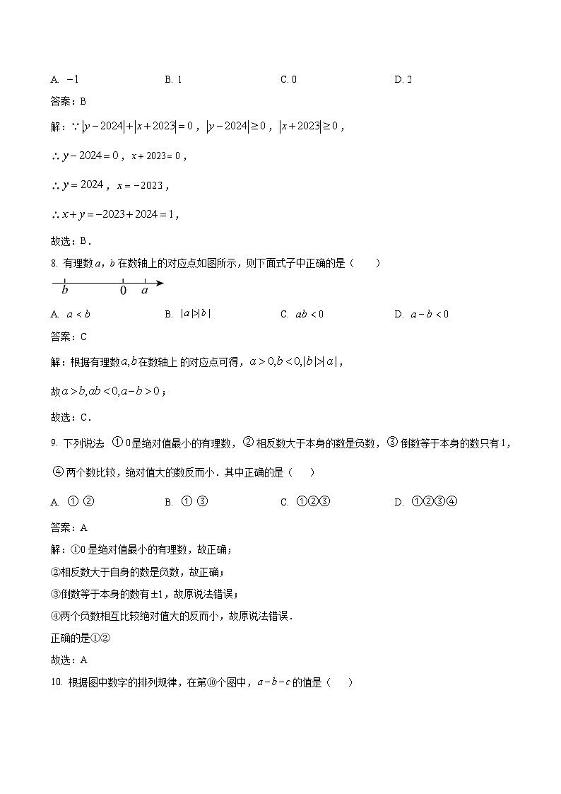 鄂尔多斯市第一中学伊金霍洛校区2024-2025学年七年级上学期10月月考数学试卷(含解析)第3页