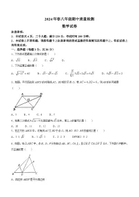 河南省商丘市柘城县2023-2024学年八年级下学期期中考试数学试卷(含答案)