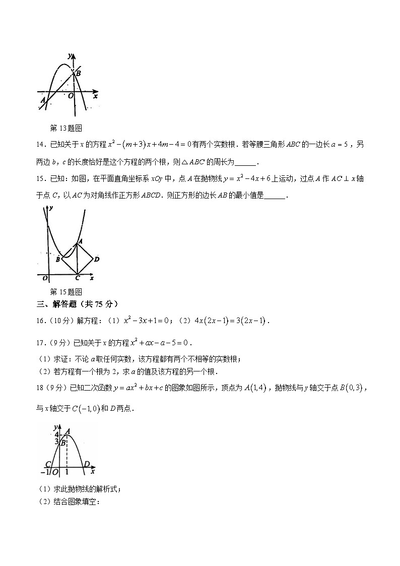 河南省信阳市潢川县第二中学,牛岗中学2025届九年级上学期10月月考数学试卷(答案不全)第3页