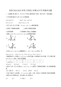河南省信阳市息县2025届九年级上学期10月月考数学试卷(含答案)