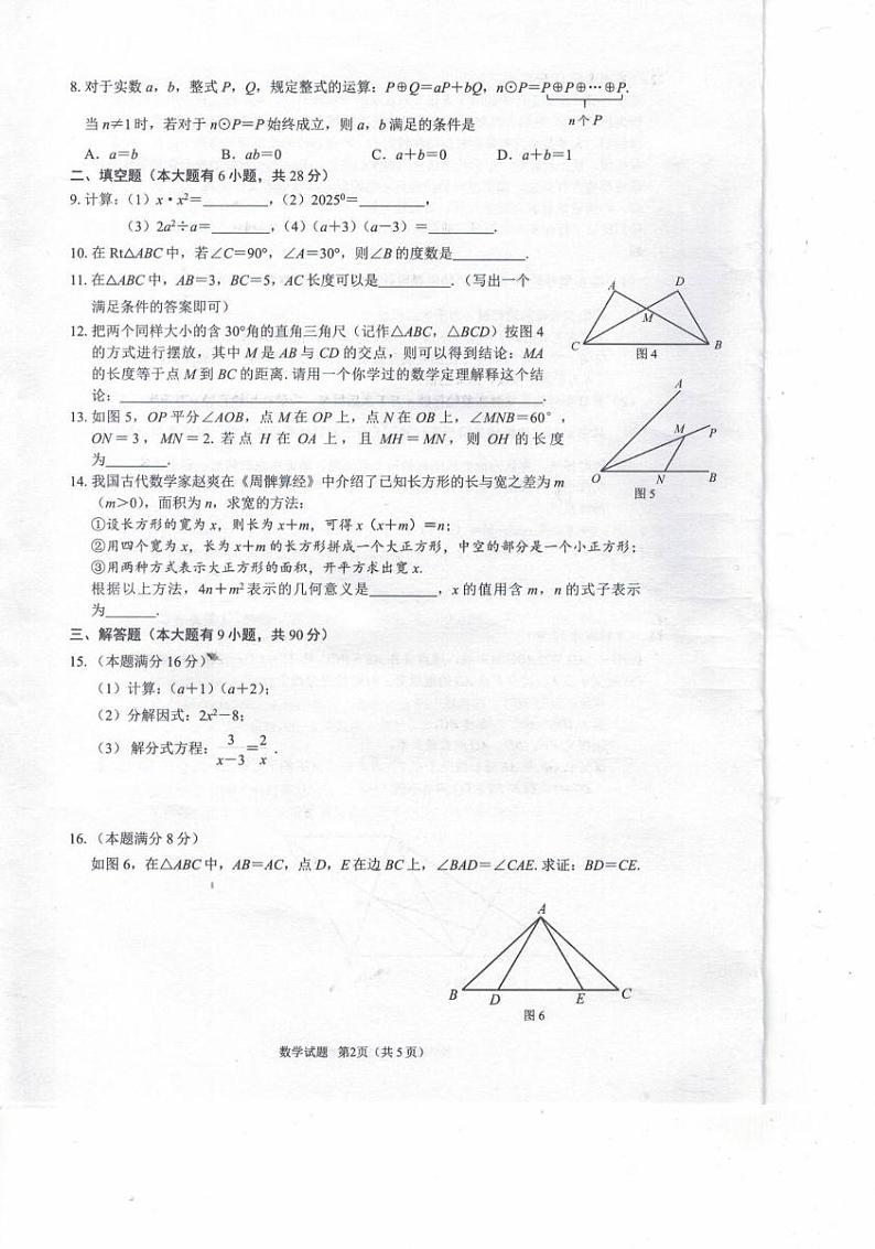 福建省厦门市集美区2024-2025学年八年级上学期期末统考数学试卷第2页