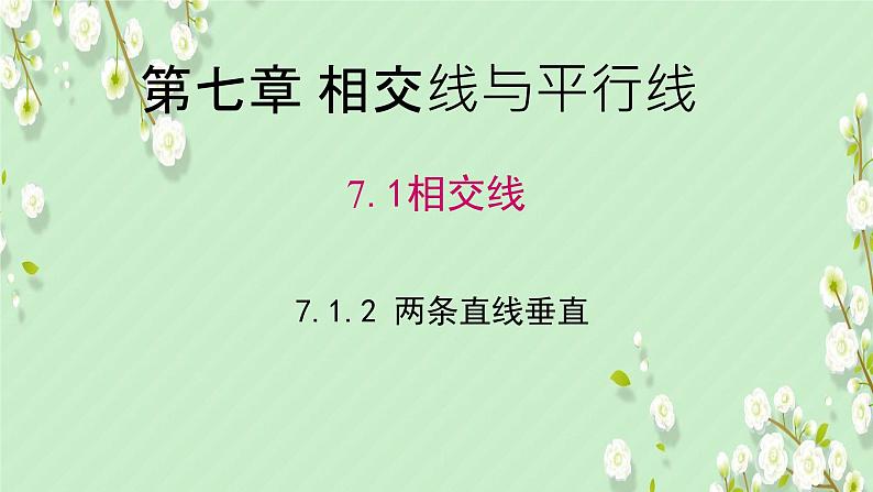 7.1.2 两条直线垂直 课件人教2024版七年级数学下册第1页