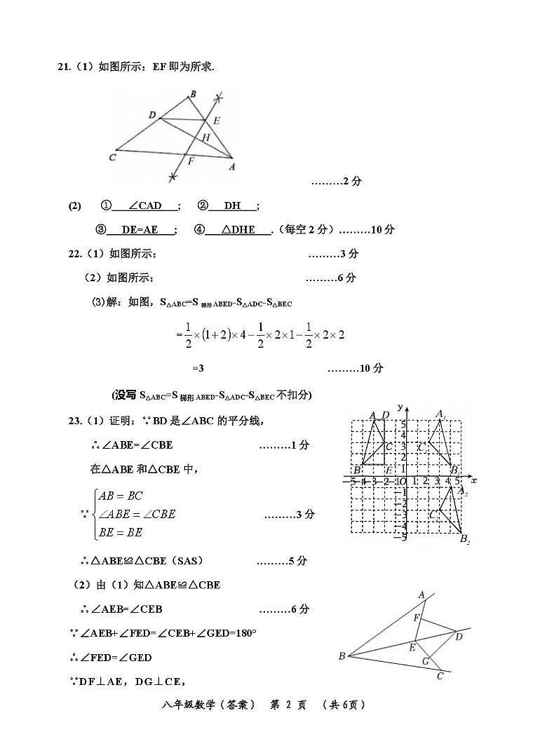 八年级数学 答案第2页