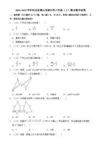 河北省唐山市滦州市2024-2025学年上学期八年级期末 数学试卷（含解析）
