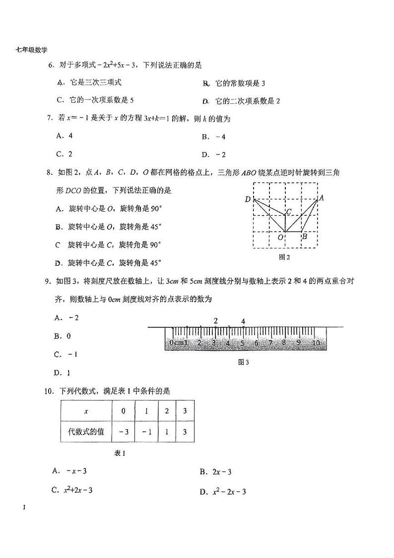 河北省石家庄市裕华区石家庄外国语教育集团(43中)2024-2025学年七年级上学期期末考试数学试卷第2页