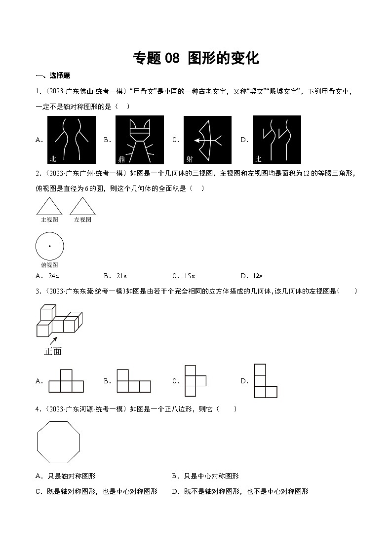 (广东专用)中考数学一轮复习分项汇编专题08 图形的变化(原卷版)第1页