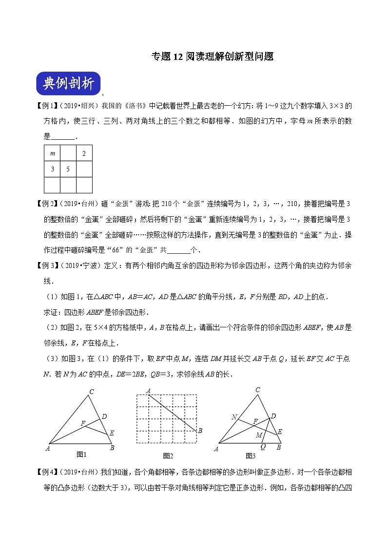 (浙江专用)中考数学二轮培优压轴题练习专题12 阅读理解创新型问题(原卷版)第1页