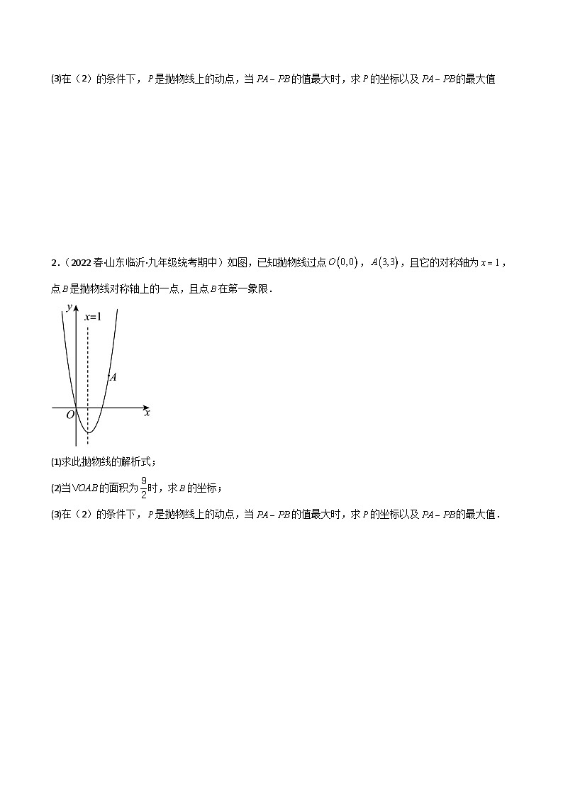 中考数学二轮复习二次函数重难点练习专题08 二次函数与PA-PB最大值(原卷版)第2页