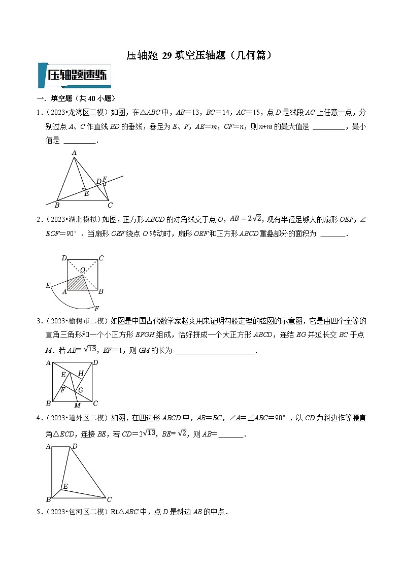 中考数学二轮培优题型训练压轴题29填空压轴题(几何篇)(原卷版)第1页