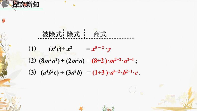 北师大版2024数学七年级下册 第1章 1.7 整式的除法(第1课时) PPT课件第5页