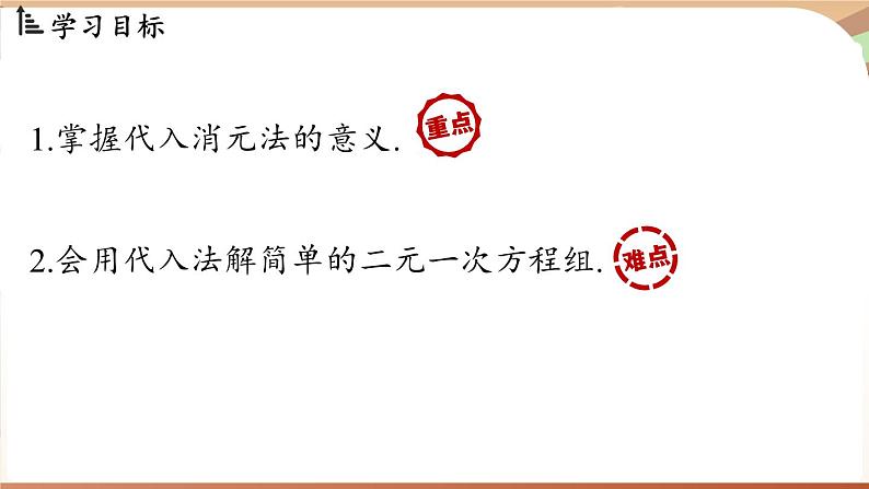 人教版数学(2024)七年级下册 10.2.1代入消元法(课时1)(课件)第3页