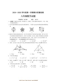 2024～2025学年安徽省黄山市歙县八年级上期末数学试卷(含答案)