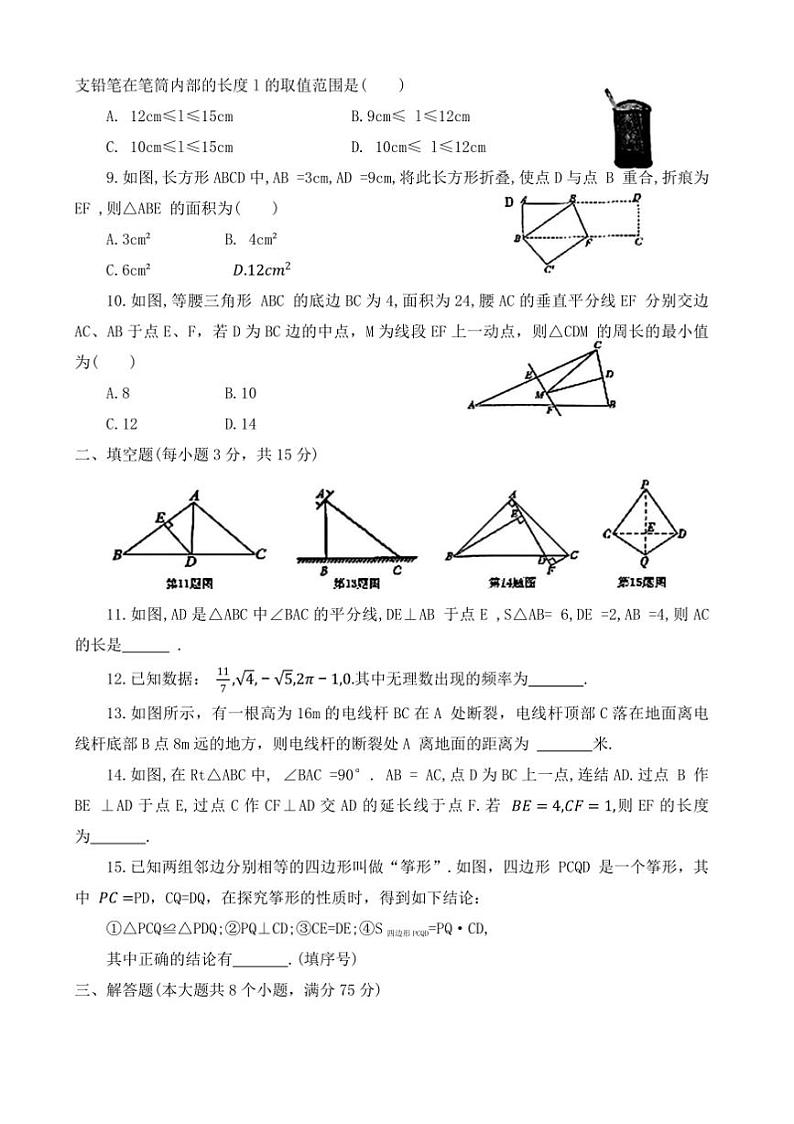 2024~2025学年河南省洛阳市伊川县八年级上期末数学试卷(含答案)第2页