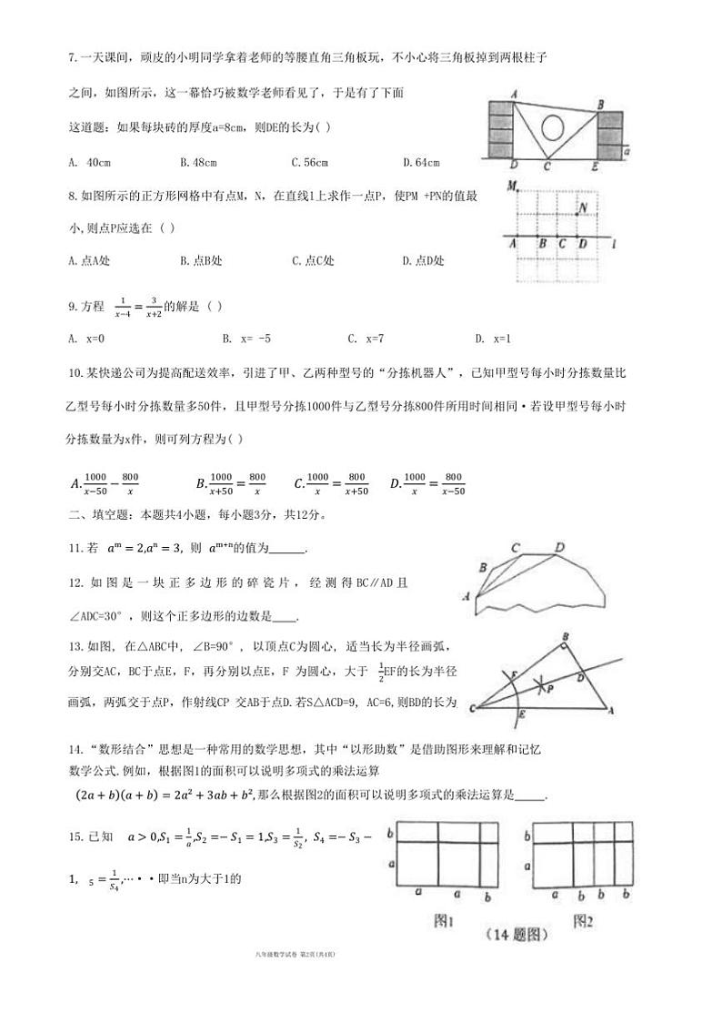2024~2025学年河南省信阳市罗山县八年级上1月期末考试数学试卷(含答案)第2页