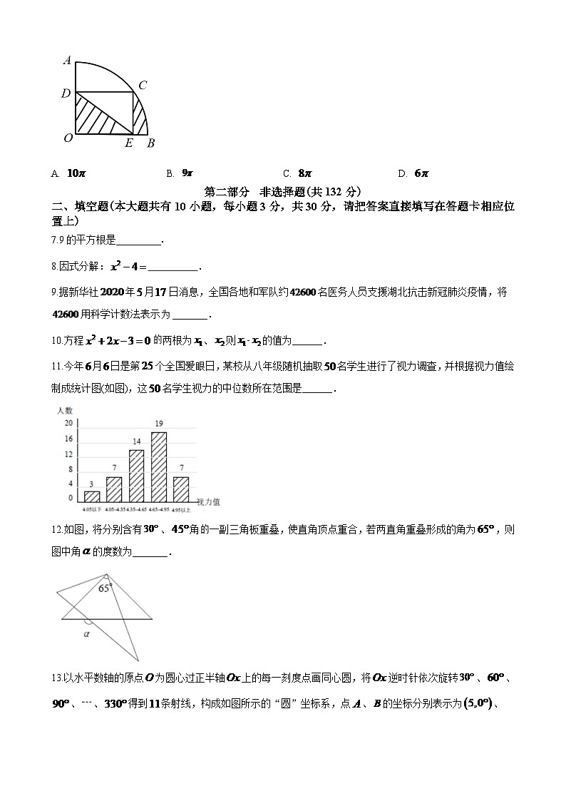 2024年江蘇省泰州市中考數學模擬試題及答案第2頁