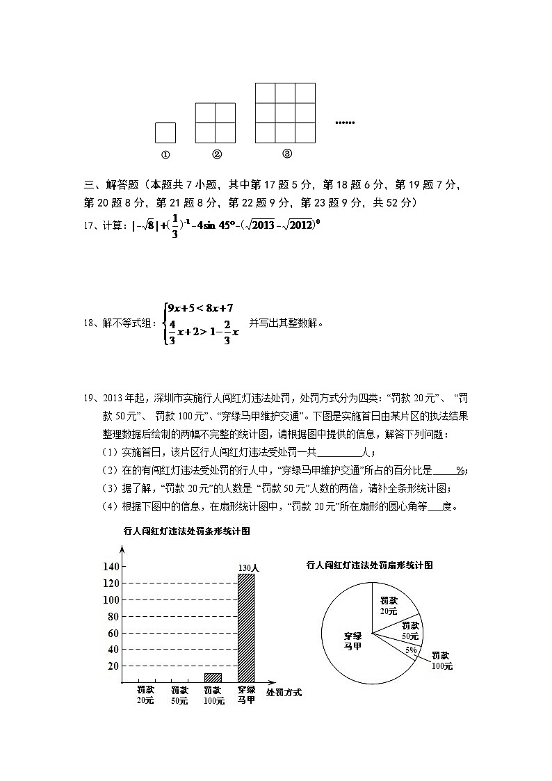 2024年深圳市中考数学模拟试卷及答案第3页