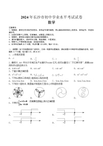 湖南省长沙市2024年中考数学模拟试题试卷及答案