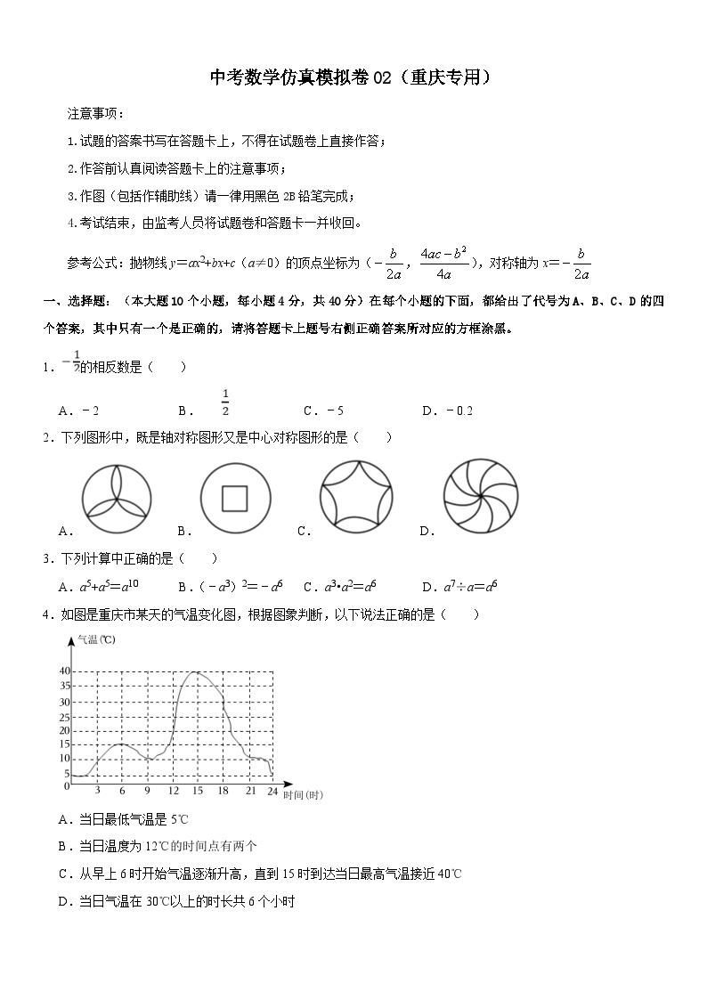 （重庆专用）中考数学仿真冲刺满分模拟卷02（2份，原卷版+解析版）