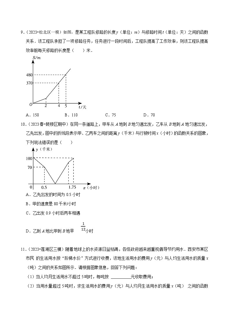 (人教版)数学八年级下册期末复习训练专题 一次函数的实际应用问题(原卷版)第3页
