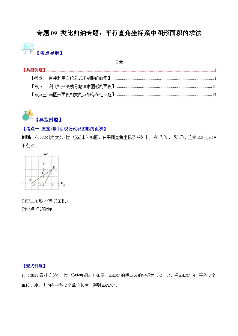 （人教版）数学七年级下册期末培优训练专题09 类比归纳专题：平行直角坐标系中图形面积的求法（2份，原卷版+解析版）