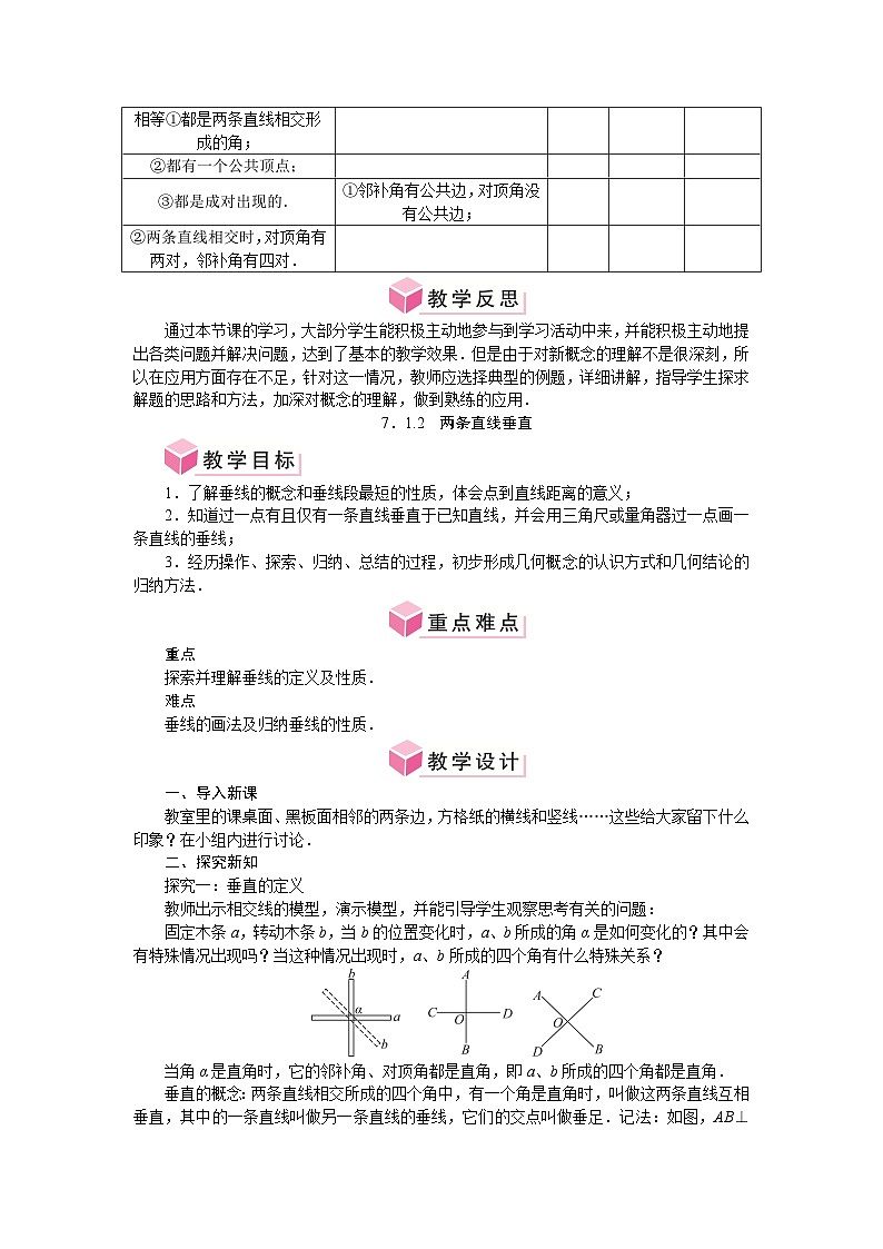 第七章 相交线与平行线 单元整体教案-2024-2025学年人教版七年级数学下册第3页