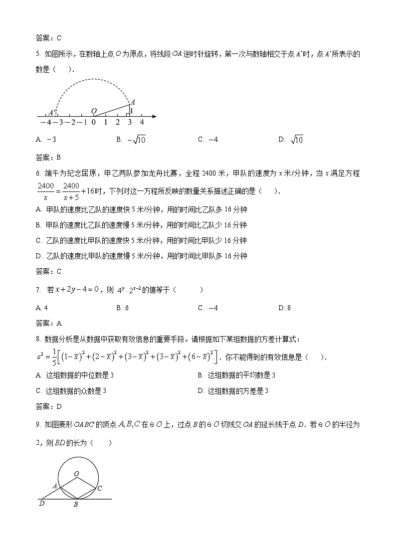 四川省乐山市夹江县2024届九年级下学期中考二模数学试卷(含答案)第2页