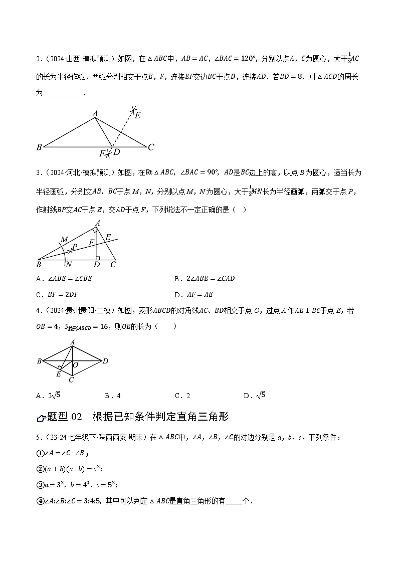 2025年中考数学一轮复习 第19讲 直角三角形(练习)(原卷版)第2页