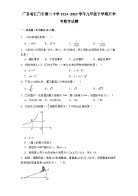 广东省江门市第二中学2024-2025学年九年级下学期开学考 数学试题（含解析）