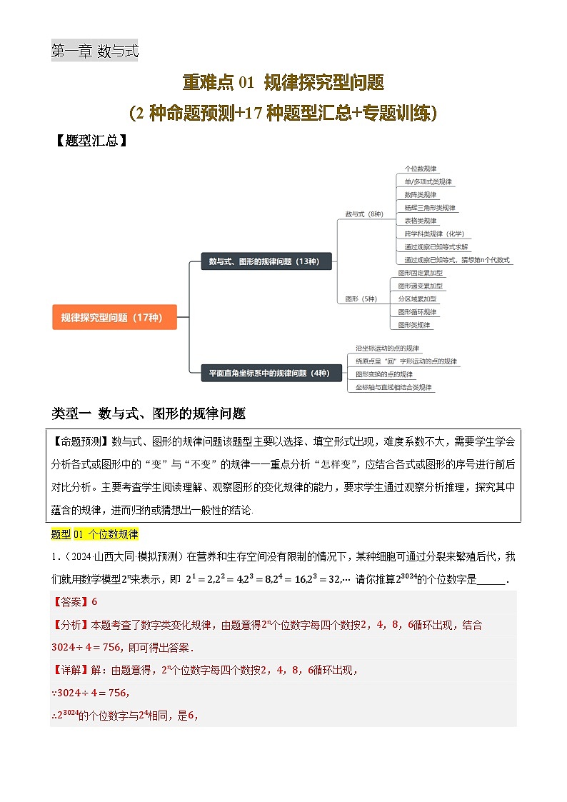 重难点01 规律探究型问题(2种命题预测+17种题型汇总+专题训练)(解析版)第1页