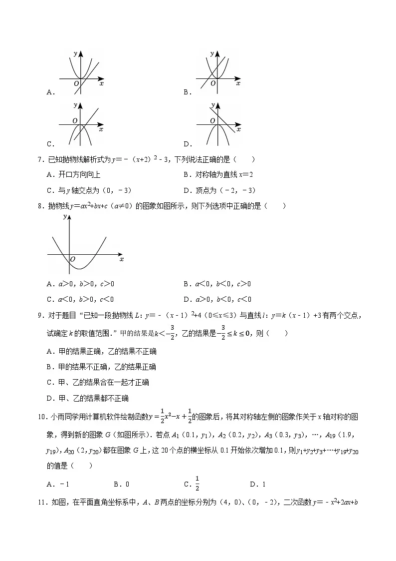 人教版九上数学第二十二章第二节二次函数的图象和性质 专题训练第2页