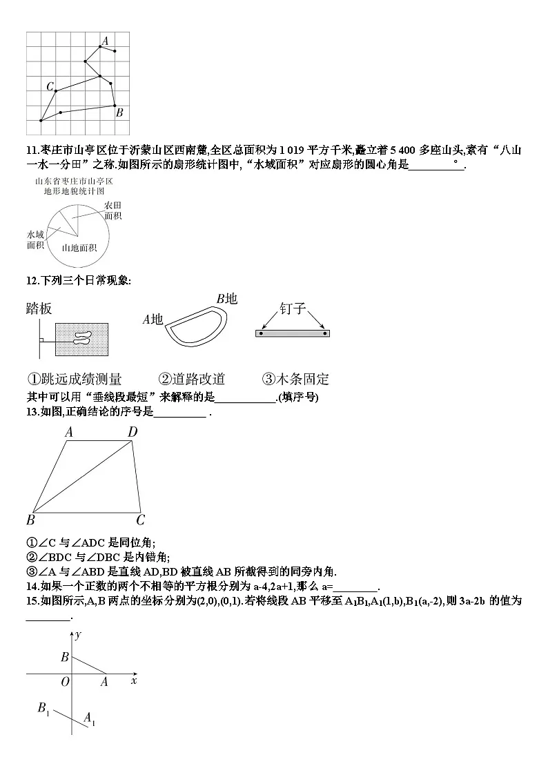 人教版七年级下学期数学期末考试试题(含答案)第2页