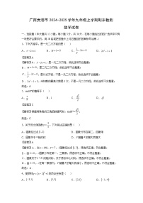 廣西貴港市2024-2025學(xué)年九年級上學(xué)期期末檢測數(shù)學(xué)試卷（解析版）